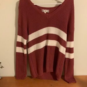 Hippie Rose Pink with White Striped Sweater